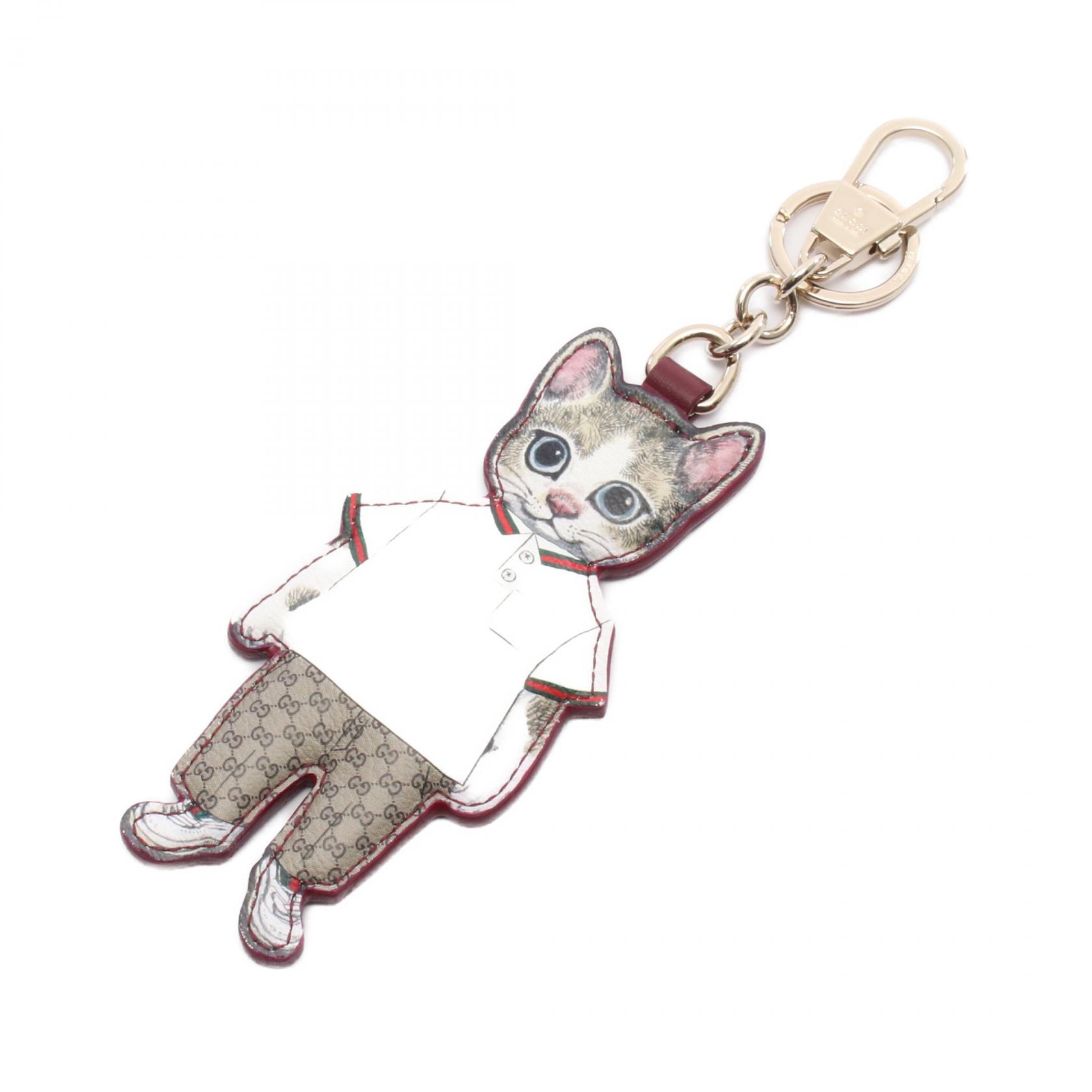 グッチ GUCCI GUCCI × ヒグチユウコ BORIS ボリス GGスプリーム チャーム アクセサリー レザー PVC レディース ブラウン系 / ホワイト系 / マルチカラー 【中古】