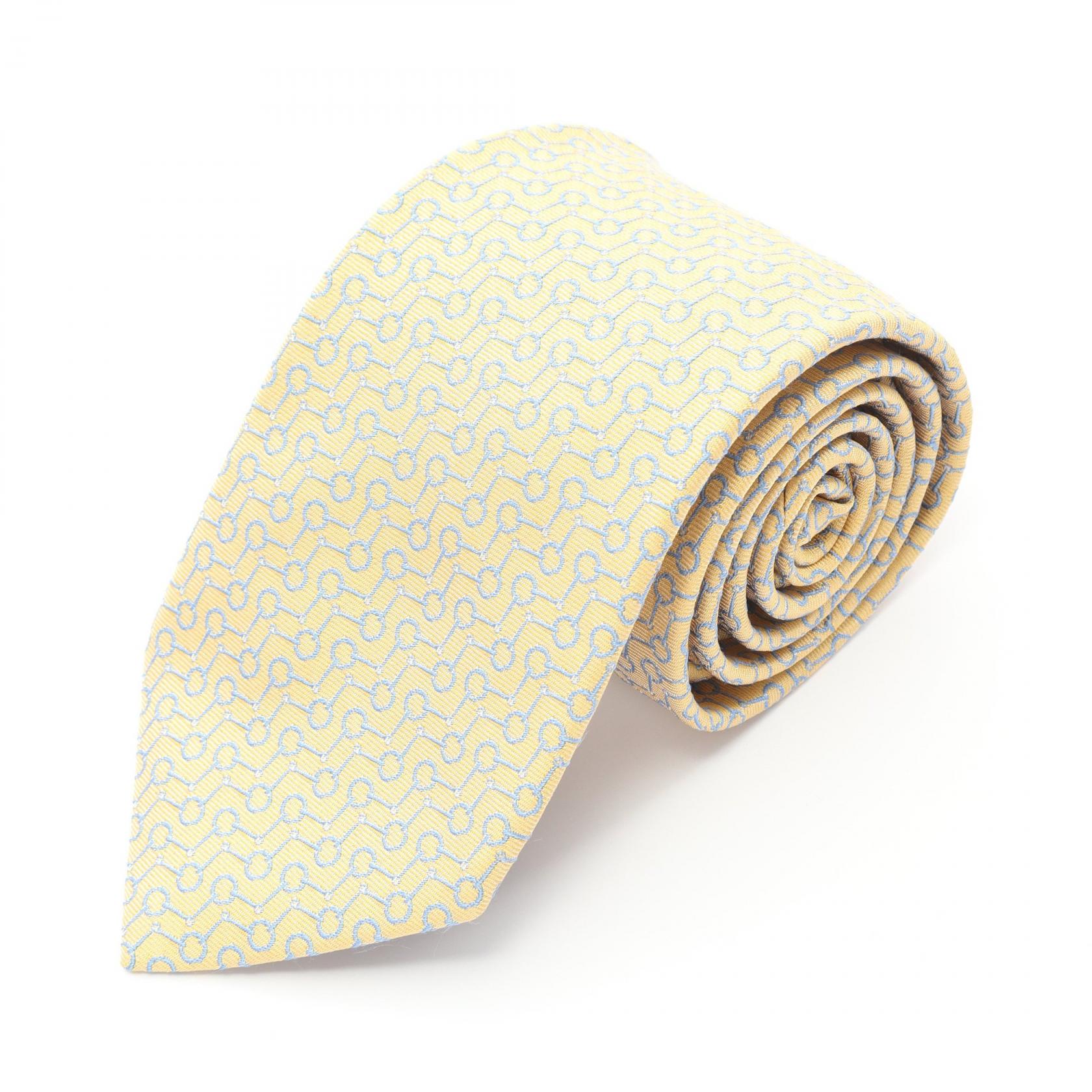 エルメス HERMES ネクタイ 衣料品 シルク シルク メンズ イエロー系 【中古】