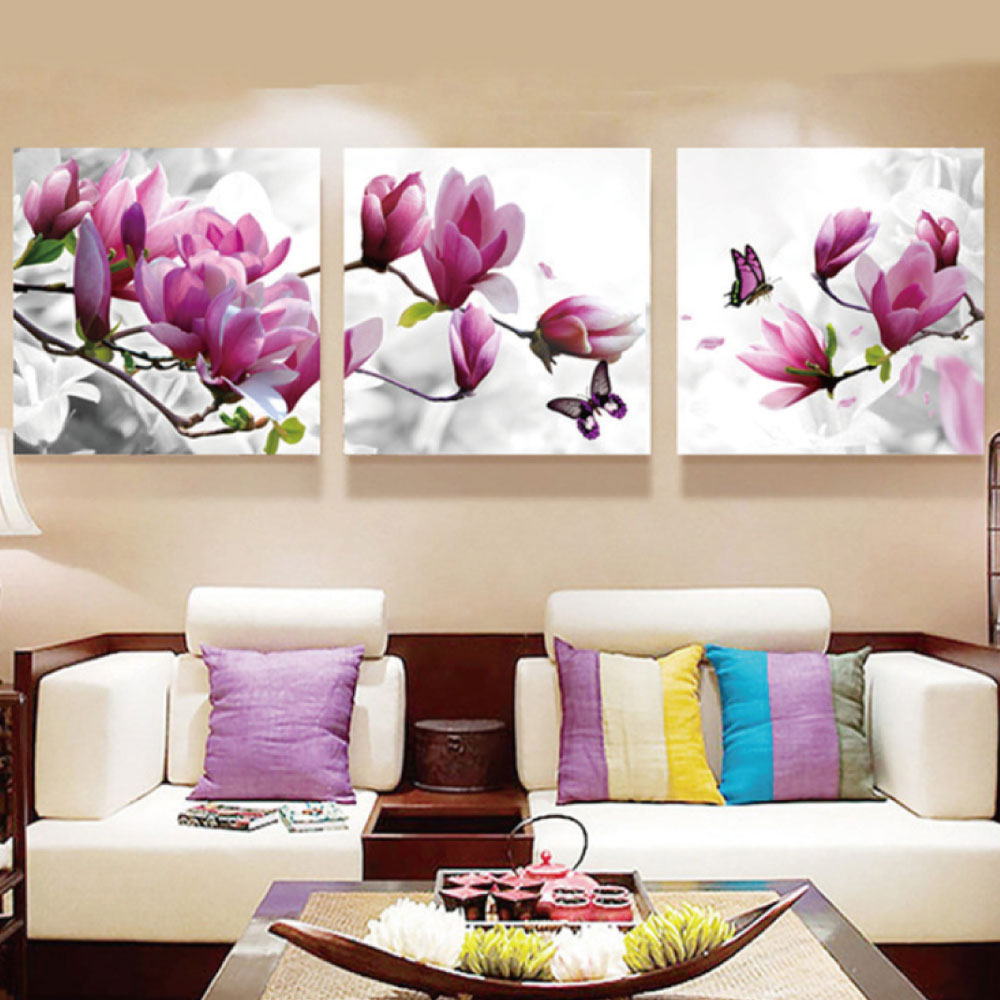 絵画 アートパネル インテリア おしゃれ 桜 壁掛け 北欧 葉 花 緑 植物 自然 軽量 風水 玄関 寝室 部屋 木蓮 モクレン ピンク リビング トイレ アート モダン ホテル サクラ 病院 学校 店舗 開店 プレゼント 額不要 金具付き 留め具付き 取り付け簡単 3枚セット