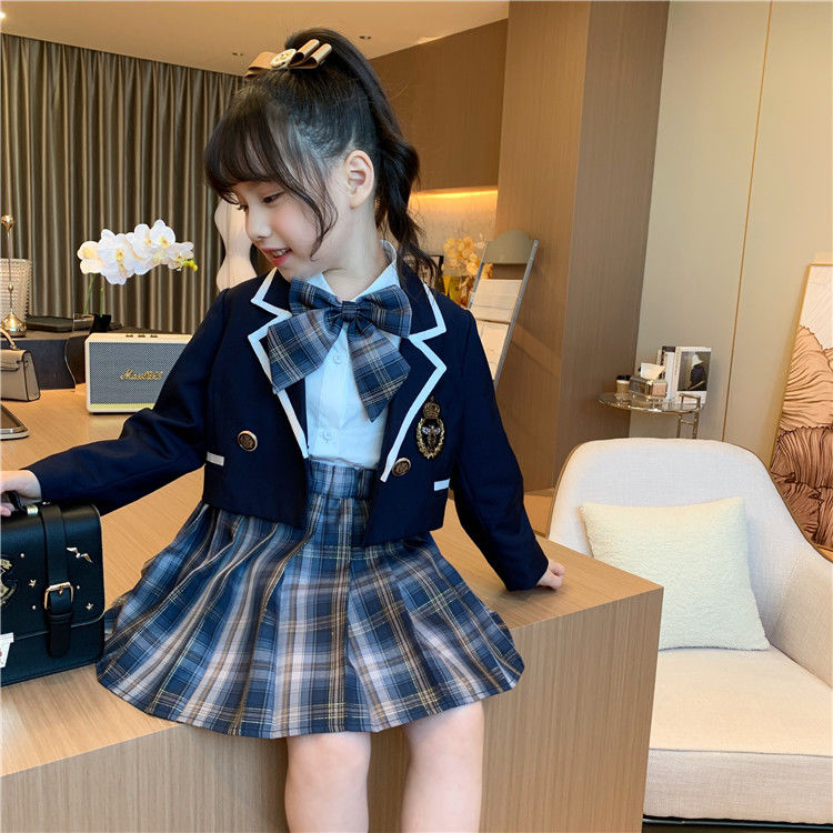 入園式 女の子 スーツ セットアップ 卒園式 子供制服 スカート スクールセーターリボン付き キッズ