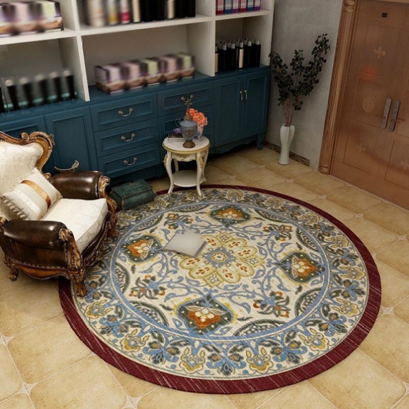 ラグ ラグマット ペルシャ風 円形 ラウンド 径160cm 絨毯 ウィルトン織り柄 オリエンタル 白 アイボリー 青 ブルー カーペット マット ペルシャ絨毯風 おしゃれ アンティーク 風 モロッカン 韓国 インテリア 北欧 アジアン