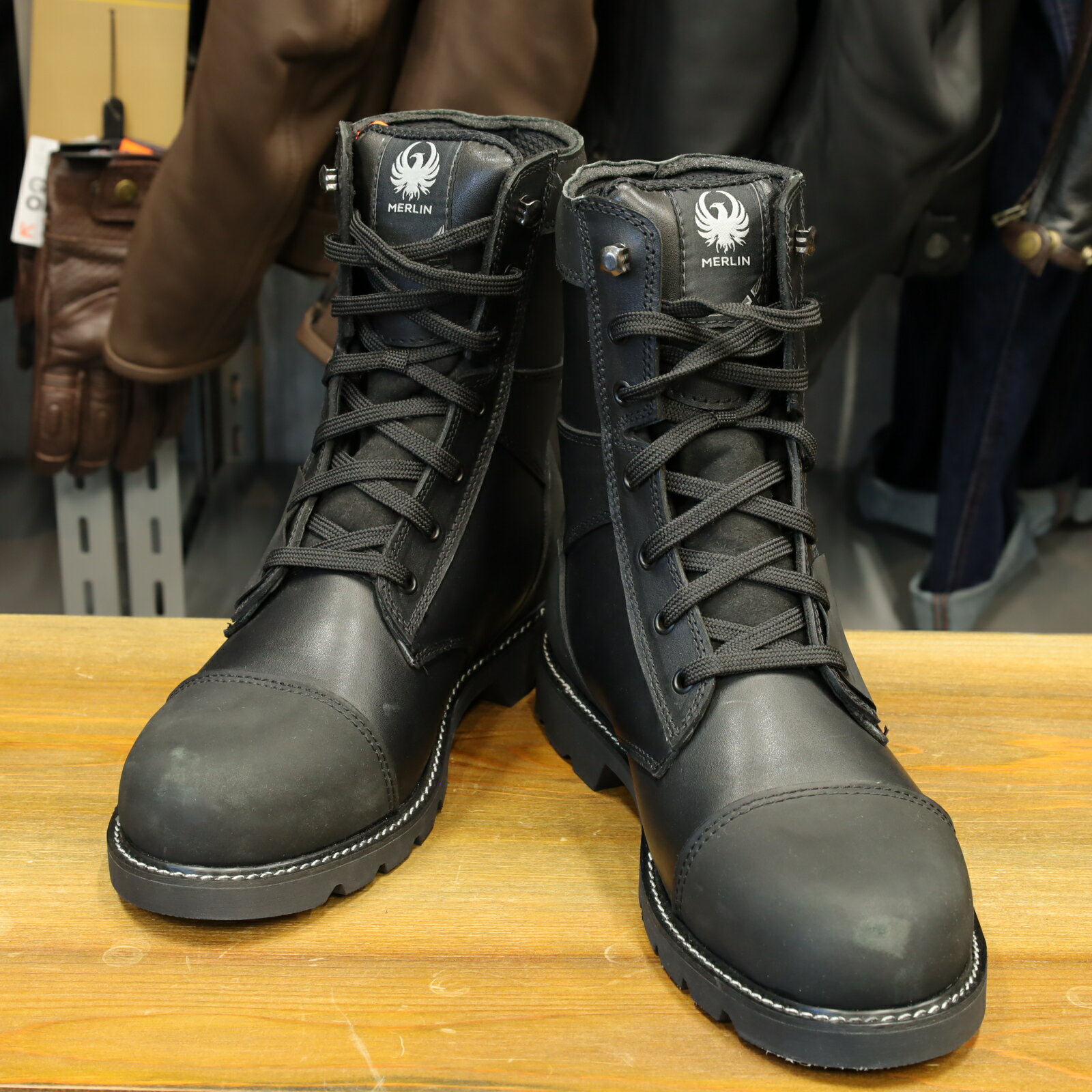 MERLIN マーリン 防水/防寒 レザーライディングブーツ 【ブラック】Bandit D3O® Waterproof Boot ネイキッドレザー バイク シューズ ヴィンテージ レトロ 【返品/サイズ交換無料】 送料無料 正規総代理店 MikeRide