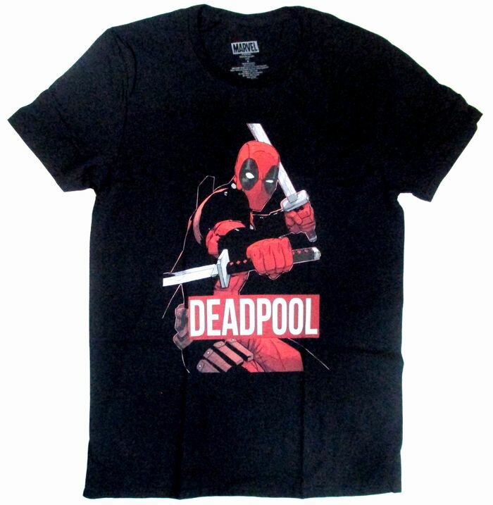 【 マーベル MARVEL 】 デッドプール DEADPOOL 二刀流 Tシャツ BK 大人 メンズ レディース 半袖 fashion ファッション 人気 おすすめ アメキャラ キャラクター キャラクターTシャツ アメコミ …