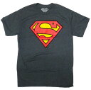 〇【 スーパーマン SUPERMAN 】『 エンブレム Tシャツ （チャコールGY）Sサイズ 』大人 メンズ レディース Tシャツ DCコミック DC アメキャラ アメコミ アメリカン雑貨 アメリカ雑貨 キャラクター 半袖 ファッション かわいい 人気 star ヒーロー おすすめ