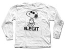 〇【 スヌーピー Snoopy 】『 #LEGI (WH) 』レディース ロングTシャツ ジョークール ピーナッツ peanuts アメキャラ アメリカン雑貨 ロンT アメリカ直輸入 アメリカン雑貨 シンプル プリントTシャツ 長袖