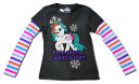 〇【 マイリトルポニー My Little Pony 】『 DEAR SANTA キッズ ロング Tシャツ XLサイズ（ダークGY×ボーダー）』kids こども 子供 junior ジュニア ポニー かわいい 人気 おすすめ おしゃれ 女の子 MLP アメキャラ アメリカン雑貨 長袖