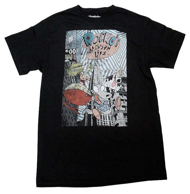 ◎【 nickelodeon/ニコロデオン 】『 ROCKO'S MODERN LIFE コミック柄 (BK) / プリント Tシャツ 』 Tシャツ 半袖 シャツ 日本未発売 アメカジ カジュアルファッション ロッコーのモダンライフ 海外アニメ アメキャラ ファッション雑貨 アメリカ雑貨 アメ雑 雑貨