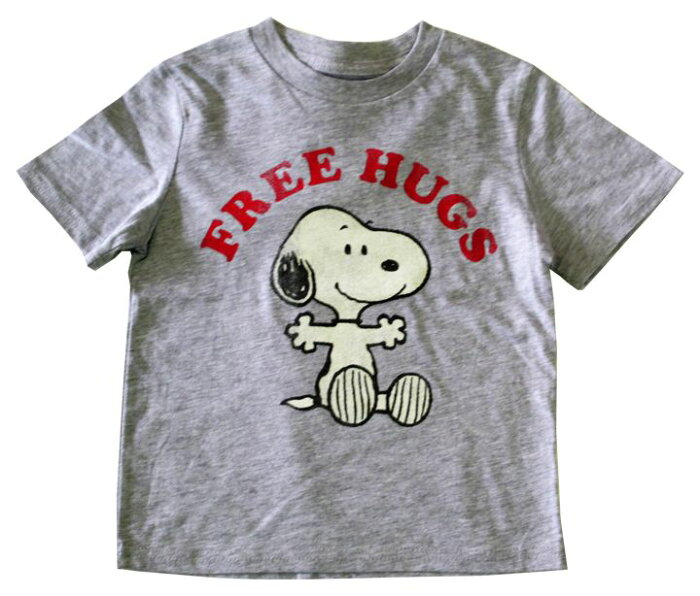 【スヌーピー/SNOOPY】キッズTシャツ『FREE HUGS/12M（杢GY）』キャラクターTシャツ ピーナッツ peanuts アメキャラ