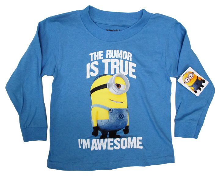 〇【 ミニオン MINION 】『 THE RUMOR IS TRUE I 039 M AWESOME Tシャツ (パステルBL) 』 キッズ ジュニア ロングTシャツ ミニオン大脱走 ミニオンズ 怪盗グルー ユニバーサル universal アメキャラ kids こども 子供 fashion ファッション おしゃれ 長袖