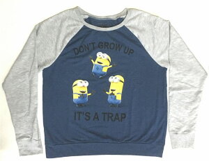 【 ミニオン MINION 】『 don't give up it's a trap XXL( 19 )( BL / GY ) 』 ロングTシャツ ミニオンズ ラグラン 長袖 怪盗グルーのミニオン危機一髪 怪盗グルーのミニオン大脱走 イルミネーション