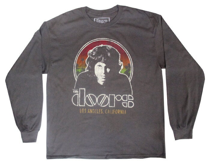 〇【 ドアーズ The Doors 】『 Los ANGELES CALIFORNIA ロング Tシャツ (GY) 』大人 メンズ レディース 長袖 ロンT おしゃれ オシャレ ファッション カジュアル かわいいロック バンド ミュージシャン アメキャラ アメリカン雑貨 1