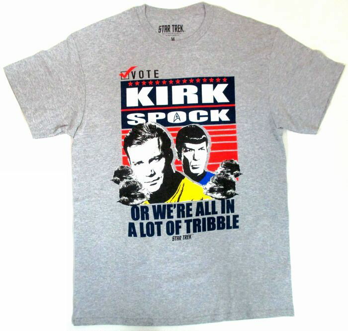 【STAR TREK/スタートレック】 大人・メンズTシャツ『KIRK SPOCK/Mサイズ(杢GY)』映画 ドラマ 海外映画 海外ドラマ SF コメディー キャラクターTシャツ アメキャラ グレー