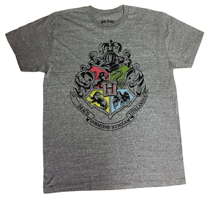 〇『 エンブレム Tシャツ （杢GY） 』映画 ホグワーツ魔法魔術学校 Hogwarts School of Witchcraft and Wizardry グリフィンドール ハッフルパフ レイブンクロース リザリン USJ　ユニバーサルスタジオジャパン