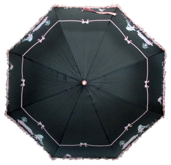 ◎【ロマンティックガール】大人用傘『ドットハンドル傘（BK&PI）』カサ かさ 傘 雨傘 アンブレラ 梅雨 乙女 夢かわ ロリータ レイングッツ