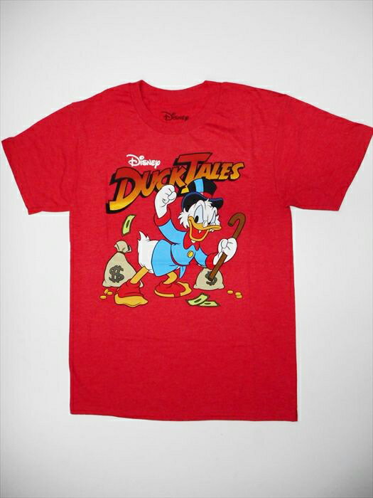 楽天アメリカ雑貨　マイクのおもちゃ箱〇【 Disney ディズニー 】『 ダックテイル DUCK TALES （RD） 』アニメ 大人Tシャツ ドナルド ダック メンズ レディス ユニセックス プリントTシャツ レッド 赤 かわいい アメリカ直輸入 アメリカ雑貨