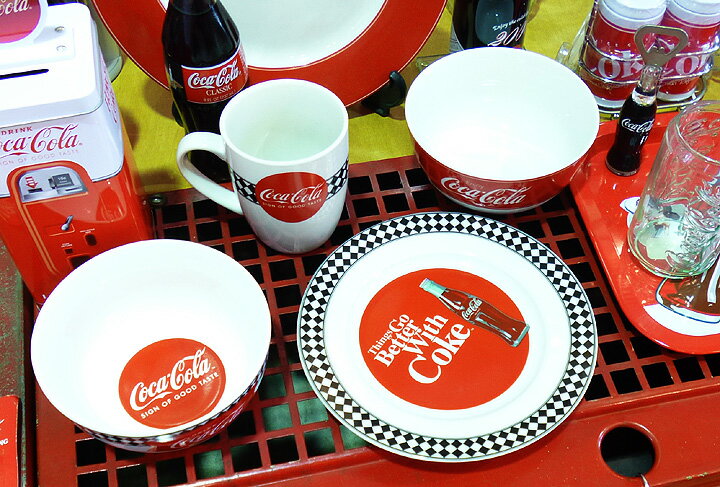 〇【COCA COLA コカ コーラ】『食器三点セット』マグカップ ボウル プレート セラミック 60s DIner コーラ アメリカ雑貨 アメ雑