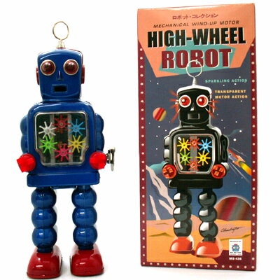 Mechanical Wind-Up High-Wheel Robot /ハイホイールロボット 【限定ブルー】　ブリキ