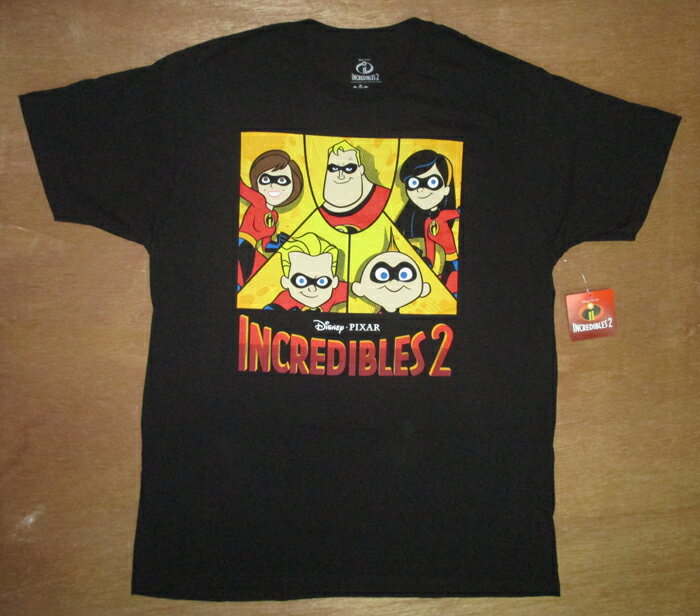 楽天アメリカ雑貨　マイクのおもちゃ箱〇【 インクレディブルファミリー Incredibles2 】 『 Incredibles2 Tシャツ （BK） 』大人 メンズ レディース ディズニー Disney Mrインクレディブル 映画 アニメーション ディズニー ピクサー アメキャラ キャラクター ファミニー ヒーロー
