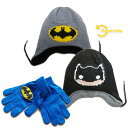 ◎【 バットマン　BATMAN 】ニット帽子＆手袋セット!!!楽天1位 リバーシブル　かわいい　キッズ　大人　アニメ　アメコミ　キャラクター　プレゼント　アパレル　衣類　防寒具　コスプレ　ファンシー　ミトン　耳あて　DC マーベル　ヒーロー