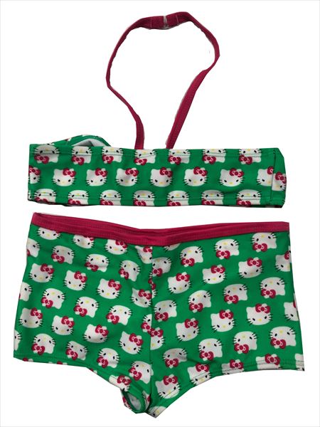 〇【 ハローキティー HELLO KITTY 】『 ガールズ 水着 ビキニ 4/5Tサイズ (GR) 』こども 子供用 キッズ ファンシー かわいい 2セット セット おしゃれ プール 海水浴 スイムウェア swimwear おしゃれ 人気 おすすめ
