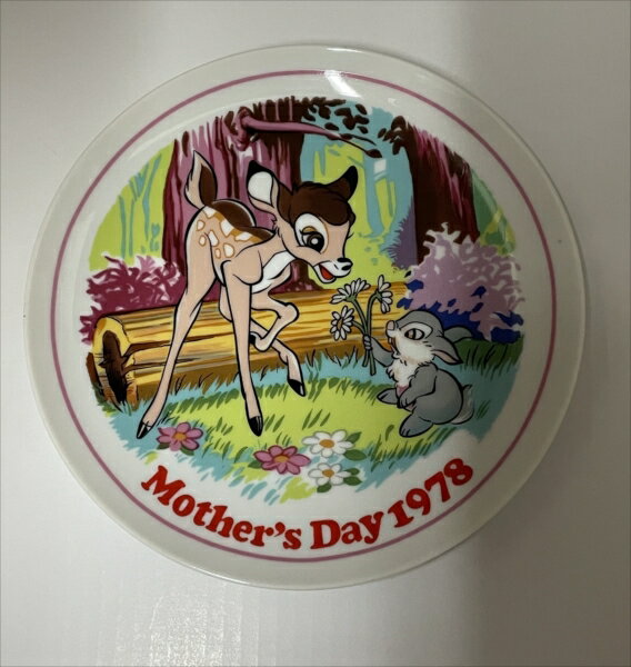 〇【 ディズニー Disney 】『 1978 Mother's Day 母の日 記念プレート 』ヴィンテージ バンビ とんすけ 皿 コレクション プレゼント ...