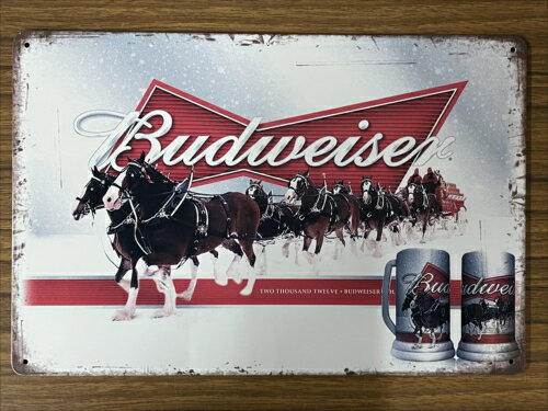 〇【 ブリキ看板 プレート 】『 バドワイザー　Budweiser Beer mug 』ティンパネル ティンサイン アメリカン雑貨 アメリカ雑貨 アメ雑 レトロ アメリカン 看板 コレクション インテリア カフェ Genuine 1