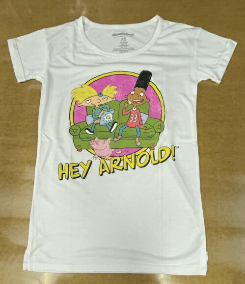 〇【 ニコロデオン nikelodeon 】『 HEY Arnold! Tシャツ XSサイズ （WH） 』 大人 メンズ レディース 半袖 おしゃれ おすすめ 人気 ロッコーのモダンライフ 海外アニメ アメキャラ アメリカン雑貨