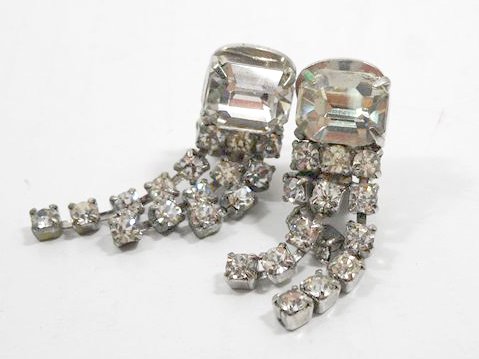 ◎【 ヴィンテージイヤリング 】『 クリスタルビジュー 』海外輸入 アクセサリー かわいい ファッション小物 アンティーク レトロ