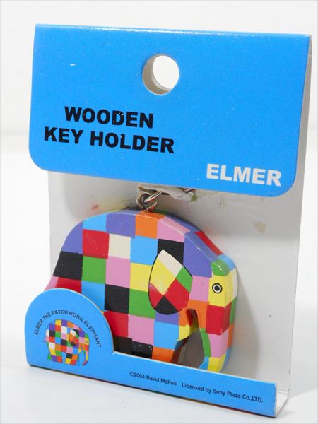◎【 ぞうのエルマー/Elmer Elephant 】『 ウッデン キーホルダー 』キャラクター雑貨 かわいい キーチェーン 木 木のキーホルダー エルマー パッチワークのぞうのサムネイル
