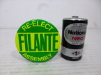 ◎【 缶バッチ 】『レトロ！RE-ELECT FILANTE ASSEMBLY』缶バッチ レア レトロ アメリカン雑貨 アメリカ直輸入 アメリカ雑貨