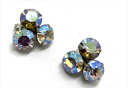 ◎【ヴィンテージアクセサリー/vintage accessories】『 ドイツ製 立爪 オーロラ ラインストーン / イヤリング 』アクセサリー ヴィンテージ ビンテージ 耳飾り イアリング ビジュー 石 クリスタル 海外製 レトロ ファッション雑貨 アメ雑 アメリカン雑貨 雑貨