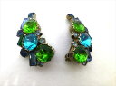 ◎【ヴィンテージアクセサリー/vintage accessories】『 海外製 ブルー&グリーンストーン / イヤリング 』ヴィンテージ ビンテージ イアリング 耳飾り 青 緑 ストーン ビジュー レトロ ファッション雑貨 アメ雑 アメリカン雑貨 雑貨