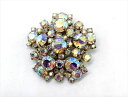 ◎【ヴィンテージアクセサリー/vintage accessories】『 海外製 クリアなオーロラストーンがぎっしり / ブローチ 』ヴィンテージ ビンテージ コサージュ 虹色 オーロラ 結晶 snowflake ストーン ビジュー レトロ ファッション雑貨 アメ雑 アメリカン雑貨 雑貨