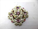 ◎【ヴィンテージアクセサリー/vintage accessories】『 海外製 ピンク&パープルストーン / ブローチ 』ヴィンテージ ビンテージ コサージュ フラワー パール クリスタル 海外製 レトロ ファッション雑貨 ヨーロッパ アメ雑 アメリカン雑貨 雑貨