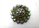 ◎【ヴィンテージアクセサリー/vintage accessories】『 海外製 立て爪 フラワー / ブローチ 』ヴィンテージ ビンテージ コサージュ ビジュー クリスタル オーロラ レトロ ファッション雑貨 ヨーロッパ アメ雑 アメリカン雑貨 雑貨