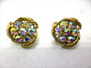 ◎【ヴィンテージアクセサリー/vintage accessories】『 立て爪 オーロラクリスタル / イヤリング 』アクセサリー ヴィンテージ ビンテージ 耳飾り イアリング 七色 海外製 レトロ ファッション雑貨 アメ雑 アメリカン雑貨 雑貨