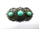 ◎【ヴィンテージアクセサリー/vintage accessories】『 海外製 レース モチーフ / ブローチ 』ヴィンテージ ビンテージ コサージュ グリーン ストーン 海外製 レトロ ファッション雑貨 アメ雑 アメリカン雑貨 雑貨