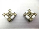 ◎【ヴィンテージアクセサリー/vintage accessories】『 スクエア ホワイト 立て爪 / イヤリング 』アクセサリー ヴィンテージ ビンテージ 耳飾り イアリング スクエア ビジュー 海外製 レトロ ファッション雑貨 アメ雑 アメリカン雑貨 雑貨