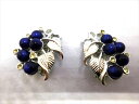 ◎【ヴィンテージアクセサリー/vintage accessories】『 リーフ 葡萄 / イヤリング 』アクセサリー ヴィンテージ ビンテージ 耳飾り イアリング ネイビー 木の実 ビジュー 海外製 レトロ ファッション雑貨 アメ雑 アメリカン雑貨 雑貨