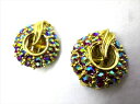 ◎【ヴィンテージアクセサリー/vintage accessories】『 レッドオーロラ サークル / イヤリング 』アクセサリー ヴィンテージ ビンテージ 耳飾り イアリング 赤 ビジュー 石 クリスタル 海外製 レトロ ファッション雑貨 アメ雑 アメリカン雑貨 雑貨