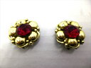 ◎【ヴィンテージアクセサリー/vintage accessories】『 レッドストーン フラワー / イヤリング 』アクセサリー ヴィンテージ ビンテージ 耳飾り イアリング フラワー 花 ビジュー 石 クリスタル 海外製 レトロ ファッション雑貨 アメ雑 アメリカン雑貨 雑貨