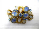 ◎【ヴィンテージアクセサリー/vintage accessories】『 海外製 立て爪 ストーン / ブローチ 』ヴィンテージ ビンテージ コサージュ 花 ホワイト ブルー ストーン 海外製 レトロ ファッション雑貨 アメ雑 アメリカン雑貨 雑貨