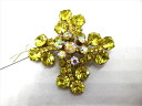 ◎【ヴィンテージアクセサリー/vintage accessories】『 海外製 立て爪 雪の結晶 / ブローチ 』ヴィンテージ ビンテージ コサージュ 黄色 イエロー 雪 ストーン 海外製 レトロ ファッション雑貨 アメ雑 アメリカン雑貨 雑貨