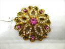 ◎【ヴィンテージアクセサリー/vintage accessories】『 海外製 立て爪 パヴェ / ブローチ 』ヴィンテージ ビンテージ コサージュ ピンク ストーン 海外製 サークル ファッション雑貨 アメ雑 アメリカン雑貨 雑貨