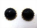◎【ヴィンテージアクセサリー/vintage accessories】『海外製 丸型 ブラック / イヤリング 』アクセサリー ヴィンテージ ビンテージ 耳飾り イアリング ストーン ビジュー 石 クリスタル 海外製 レトロ ファッション雑貨 アメ雑 アメリカン雑貨 雑貨
