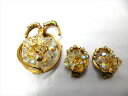 ◎【ヴィンテージアクセサリー/vintage accessories】『 海外製 オーロラストーン / ブローチ&イヤリング 』アクセサリー ビンテージ 耳飾り イアリング コサージュ 海外製 レトロ ファッション雑貨 アメ雑 アメリカン雑貨 雑貨
