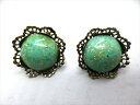 ◎【ヴィンテージアクセサリー/vintage accessories】『 海外製 フラワー ターコイズカラー / イヤリング 』アクセサリー ヴィンテージ ビンテージ 耳飾り イアリング レース 海外製 レトロ ファッション雑貨 アメ雑 アメリカン雑貨 雑貨