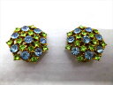 ◎【ヴィンテージアクセサリー/vintage accessories】『 海外製 7角形 ストーン / イヤリング 』アクセサリー ヴィンテージ ビンテージ 耳飾り イアリング ブルー グリーン クリスタル 海外製 レトロ ファッション雑貨 アメ雑 アメリカン雑貨 雑貨