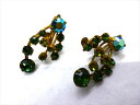 ◎【ヴィンテージアクセサリー/vintage accessories】『 海外製 立て爪 ストーングリーン / イヤリング 』アクセサリー ヴィンテージ ビンテージ 耳飾り イアリング 自然 リーフ 草 海外製 レトロ ファッション雑貨 アメ雑 アメリカン雑貨 雑貨