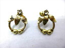 ◎【ヴィンテージアクセサリー/vintage accessories】『 海外製 立て爪 サークル リーフ / イヤリング 』アクセサリー ヴィンテージ ビンテージ 耳飾り イアリング 自然 リーフ 草 海外製 レトロ ファッション雑貨 アメ雑 アメリカン雑貨 雑貨